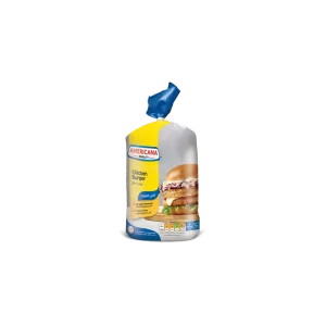 370119 Americana Unbreaded Chicken Burger 1000g 20pcs New Poly Bag PB Design FF-3D Americana Chicken Burgers Unbreaded 20 Pieces - 1000g