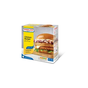 370145 Americana UnBreaded Chicken Burger 1334g 24pcs New Pack Design FF_R1-3D Americana Chicken Burgers Unbreaded 24 Pieces - 1344g