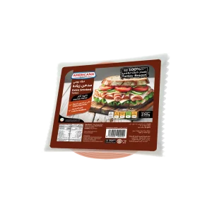 4001972144 Americana Turkey Mortadella Extra Smoky 250g Label Design 3D أمريكانا قطع الديك الرومي الباردة المدخنة - 250 جرام