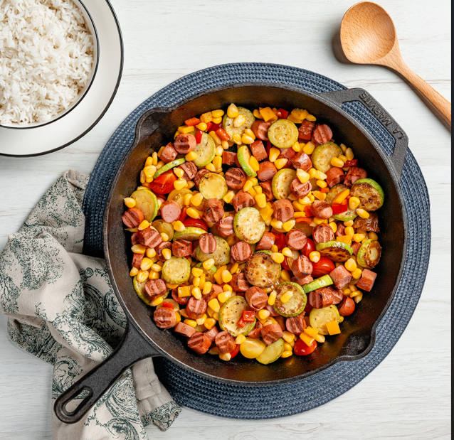 Sautéed Beef Franks and Vegetables